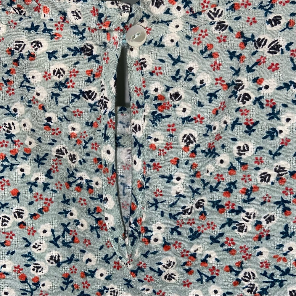 Universal Thread Green Floral Flounce Ruffle Tunic Top XL Sleeveless High Neck - Picture 12 of 12